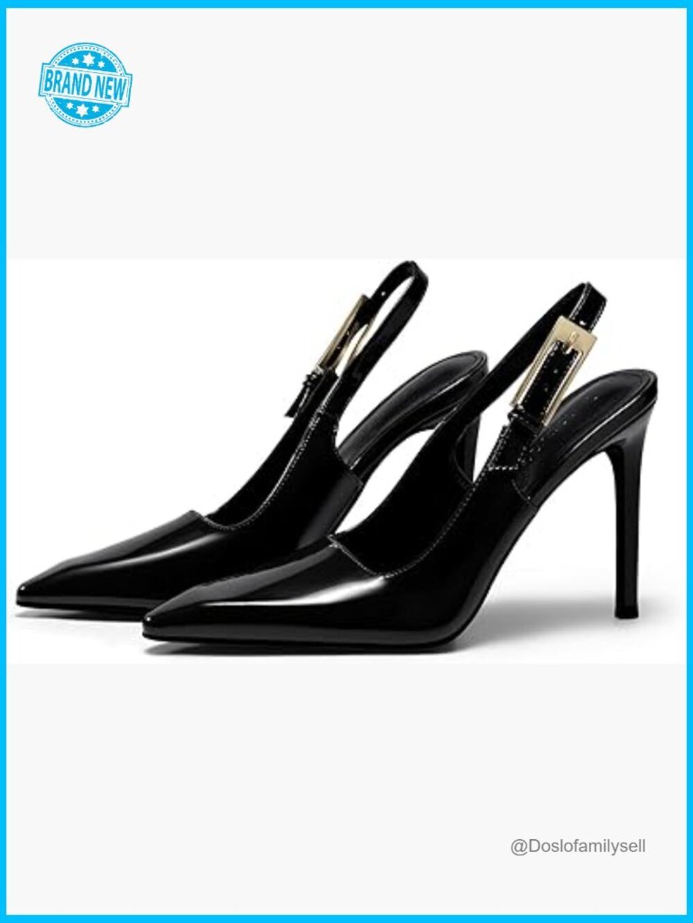 Slingback High Heels Pointed Toe Stilettos Metal Buckle Dress Party Pumps